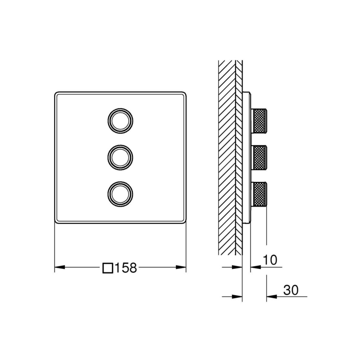 Panneau de contrôle 3 sorties Grohtherm SmartControl Chromé 29127000