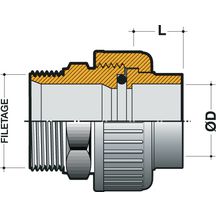 Manchon union d'adaptation métal plastique femelle à coller diamètre 25mm fileté mâle 26/34 N2526M