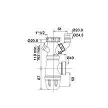 Siphon évier avec joints surmoulés et prise mal réf 75270000100