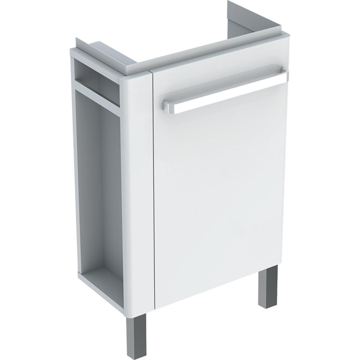 Meuble bas pour lave-mains RENOVA COMPACT L44.8 x H75.4-76.9 x P25.2 cm, laqué blanc laqué ultra-brillant, charnières à droite réf : 009928CBLBB