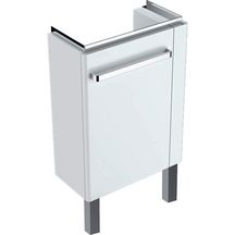 Meuble bas pour lave-mains RENOVA COMPACT,L44.8 x H75.4-76.9 x P25.2 cm, blanc laqué ultra-brillant, charnières à gauche réf: 009929CBLBB