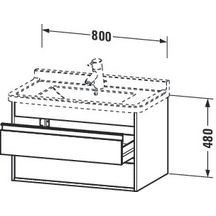 Meuble sous-lavabo suspendu Ketho H48cm x L 80 cm x P 45,5cm, finition blanc mat décor Réf. KT664401818