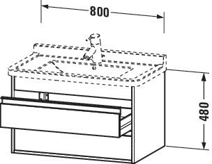 Meuble sous-lavabo suspendu Ketho H48cm x L 80 cm x P 45,5cm, finition blanc mat décor Réf. KT664401818