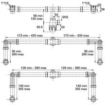 Tubulure de raccordement Connectic gain d'espace bi-matière pour double vasque, réglable en hauteur, sortie D32 débit 39l/mn réf.61120000100