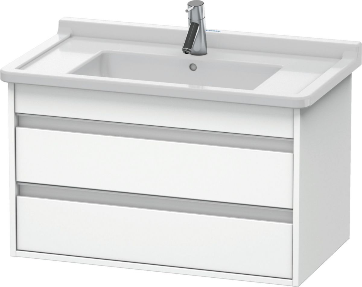 Meuble sous-lavabo suspendu Ketho H48cm x L 80 cm x P 45,5cm, finition blanc mat décor Réf. KT664401818