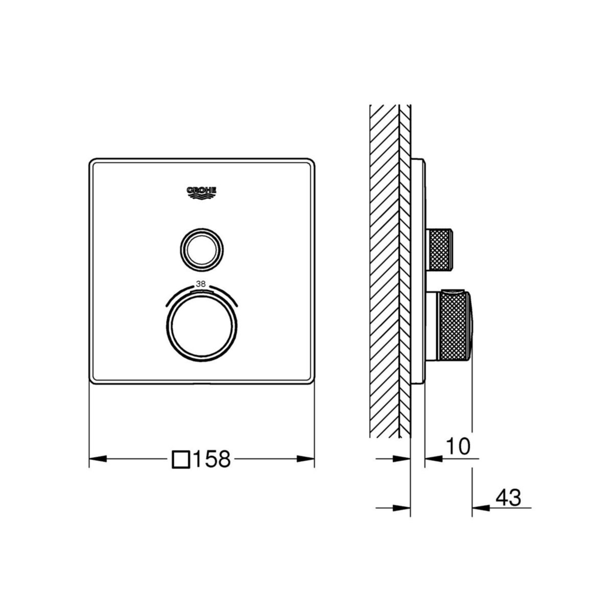 Thermostatique pour installation encastrée 1 sortie Grohtherm SmartControl Chromé 29123000