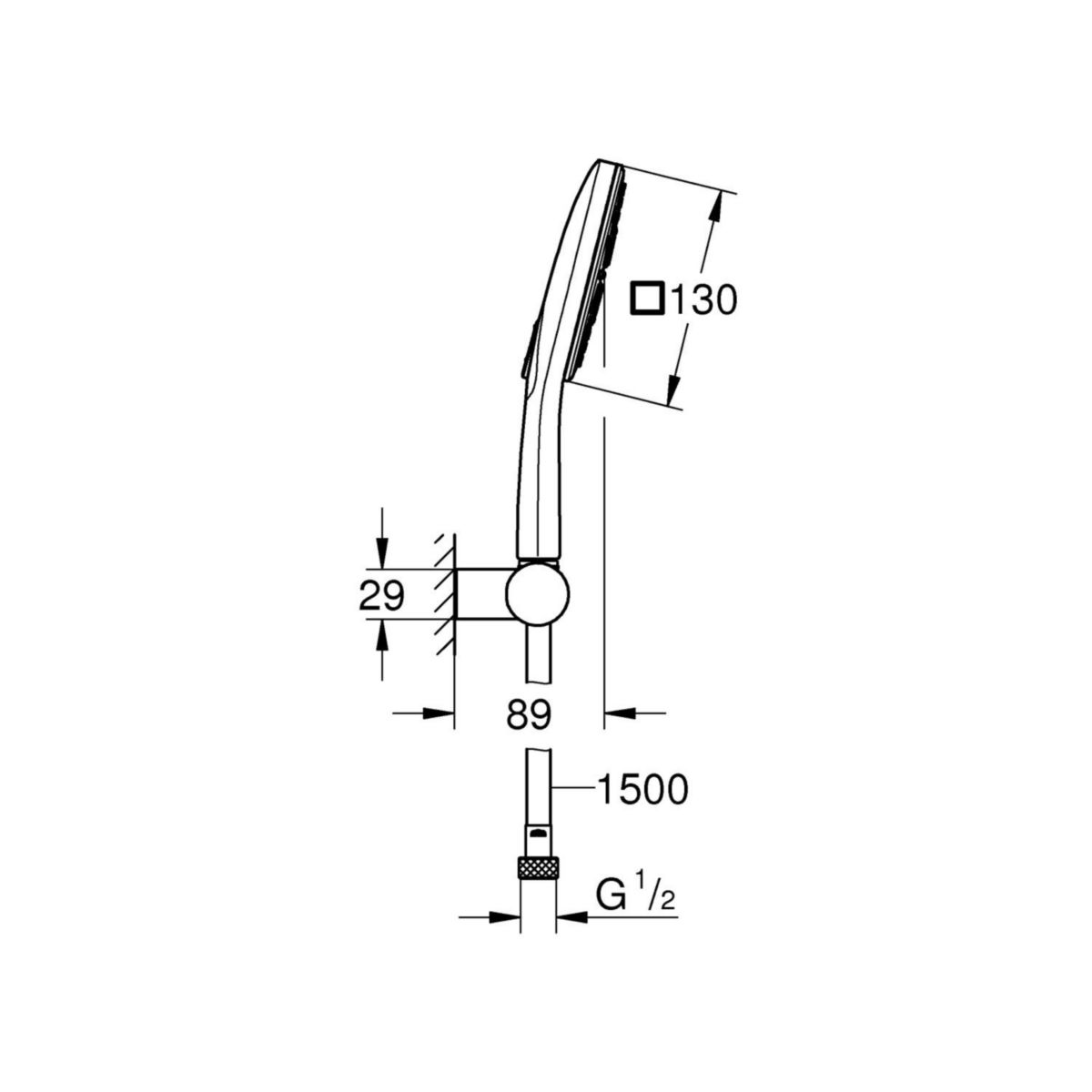 Ensemble de douche 3 jets avec support mural Rainshower SmartActive 130 Cube Chromé 26588000