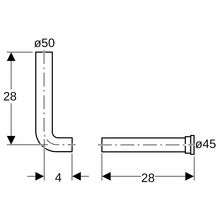 Coude de chasse Geberit 90° pour structure de paroi épaisse: 28 cm Réf. 118.200.16.1