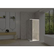 Paroi Smart Design AC avec seuil, ouverture coulissante, 120, profilé chromé, verre transparent - fixe à droite