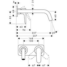 AXOR Citterio M Mitigeur de lavabo encastré mural avec plaque, bec 227 mm, bonde à écoulement libre, Rouge doré brossé