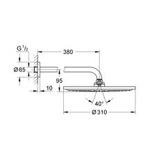 Ensemble douche de tête et bras 380 mm, 1 jet Rainshower Cosmopolitan 310 Hard Graphite brossé Réf : 26066AL0