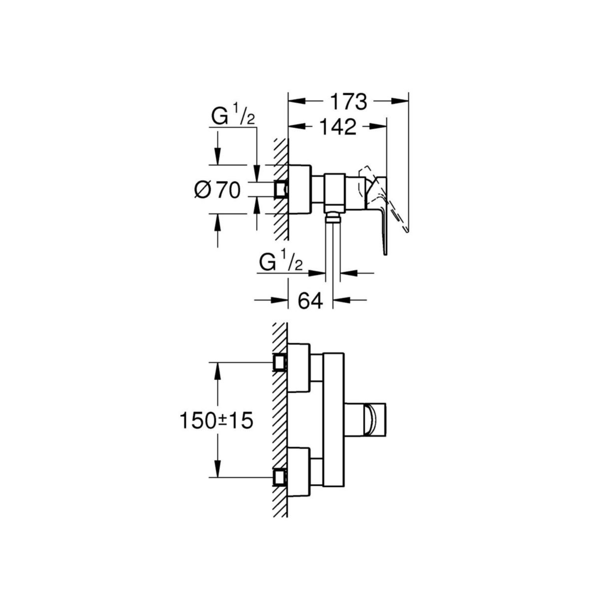 Mitigeur monocommande douche Lineare Hard Graphite brossé Réf. 33865AL1