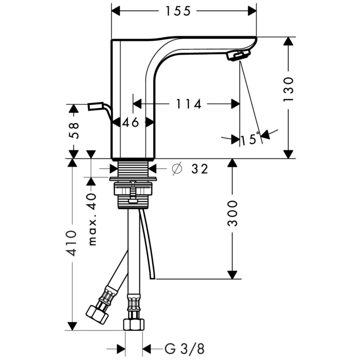 AXOR Urquiola Mitigeur de lavabo 110 pour lave-mains avec tirette et vidage, Bronze brossé