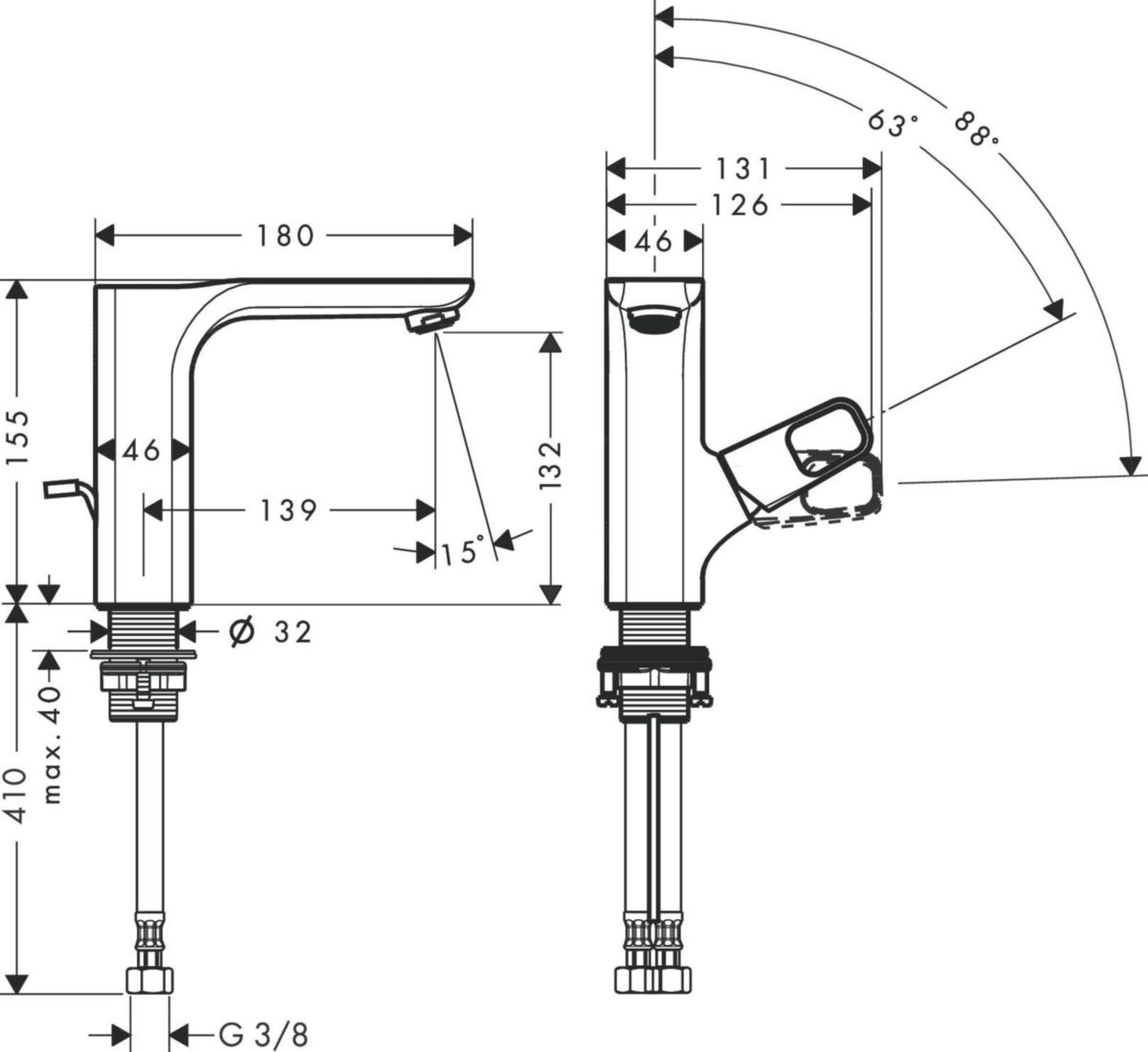 AXOR Urquiola Mitigeur de lavabo 130 avec tirette et vidage, Aspect doré poli