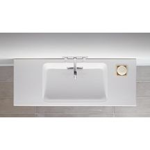 Lavabo pour meuble Geberit ONE sortie horizontale, compact, 75x40cm, sans trou de robinetterie, trop-plein dissimulé, blanc, KeraTect, blanc brillant Réf. 500.391.01.3