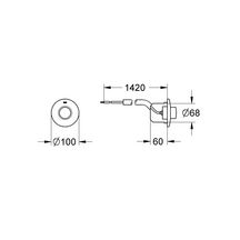 Commande pneumatique WC SURF, manuelle à distance, avec tube capilaire 1,50 m, bouton-poussoir avec rosace D100 mm, sans trappe de visite pour avec maintenance par gaine technique, chromé réf. 37060000