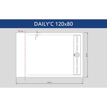 Receveur Alterna Daily'C 120 x 80 cm caniveau ardoise blanc