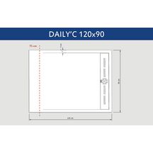 Receveur Alterna Daily'C 120 x 90 cm caniveau ardoise blanc