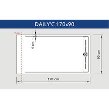 Receveur Alterna Daily'C 170x90cm caniveau ardoise blanc