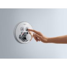 hansgrohe ShowerSelect S Set de finition pour mitigeur thermostatique encastré avec 2 fonctions, Aspect doré poli