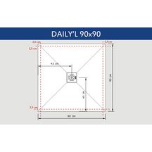 Receveur Alterna Daily'L 90 x 90 cm blanc.