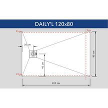 Receveur Alterna Daily'L 120 x 80 cm blanc.