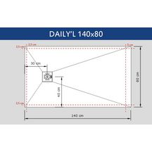 Receveur Alterna Daily'L 140 x 80 cm blanc.