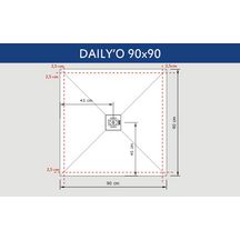 Receveur Alterna Daily'O 90 x 90 cm ardoise blanc