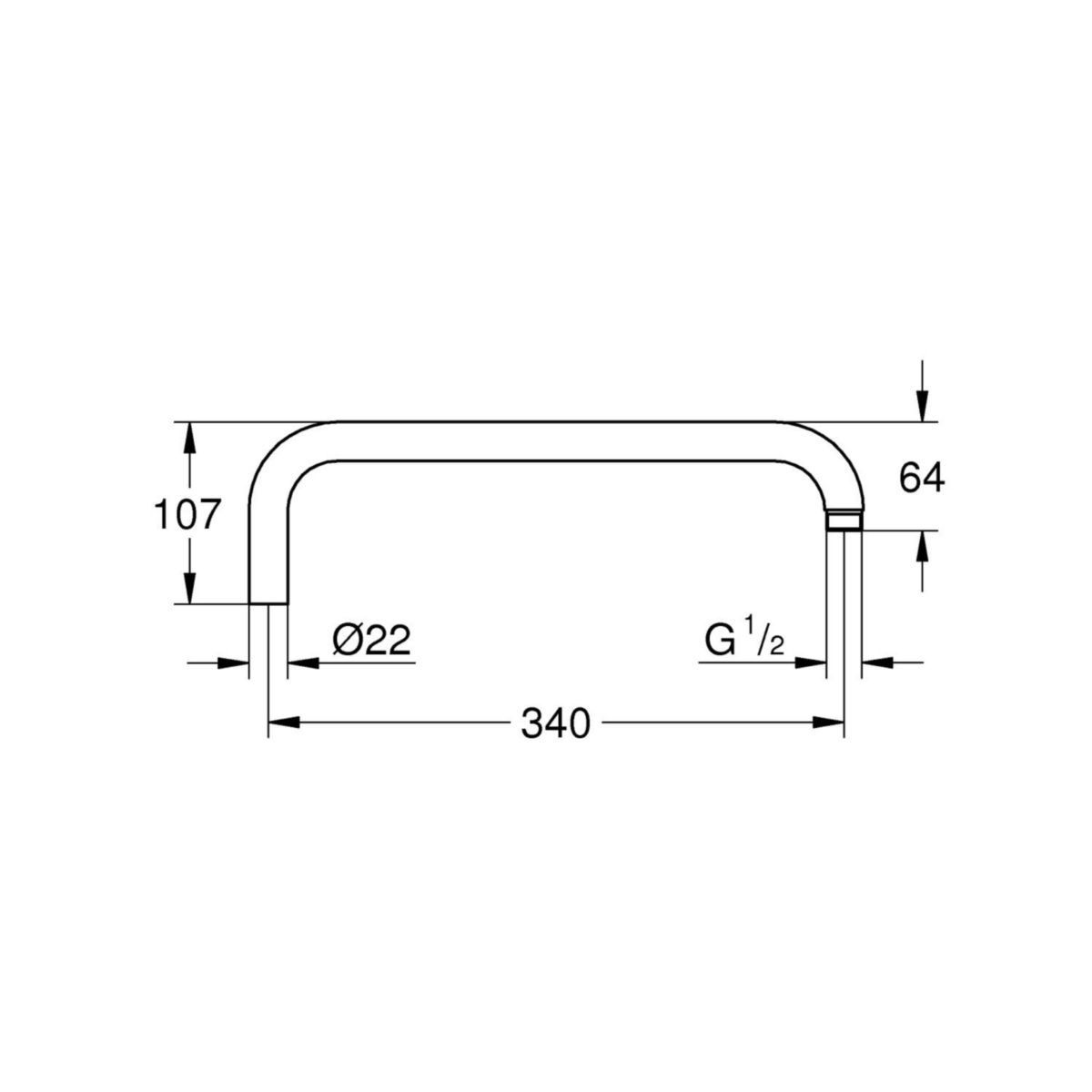 Bras pour colonne de douche Rainshower Chromé 14047000