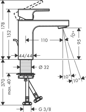 Mitigeur de lavabo 100 Vernis Shape avec tirette et vidage synthétique Chromé Réf. 71561000