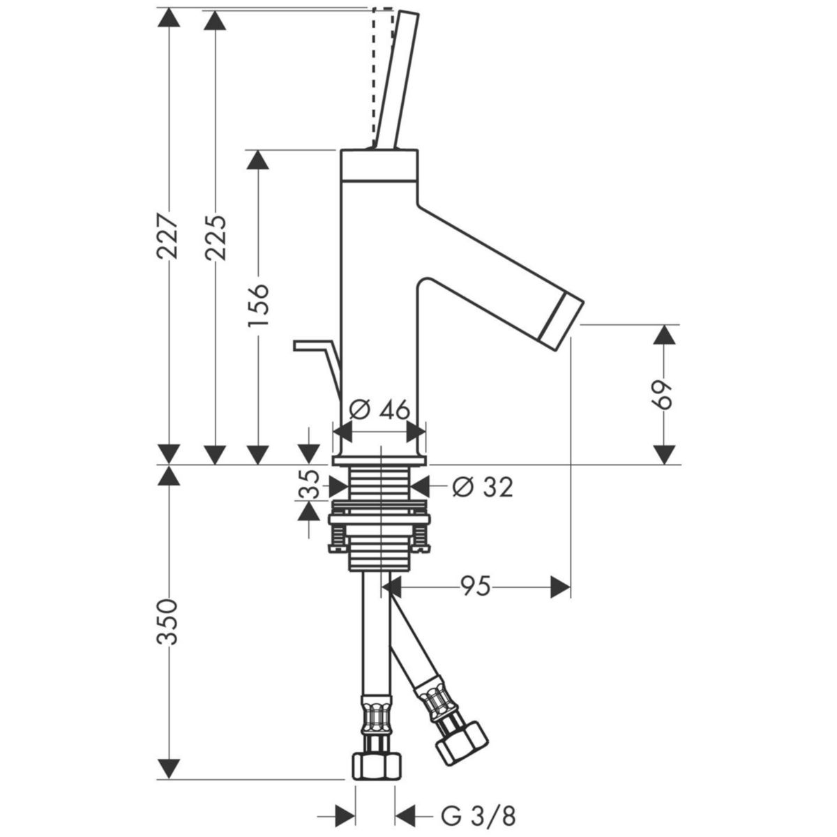 AXOR Starck Mitigeur de lavabo 70 pour lave-mains avec tirette et vidage, Aspect doré brossé