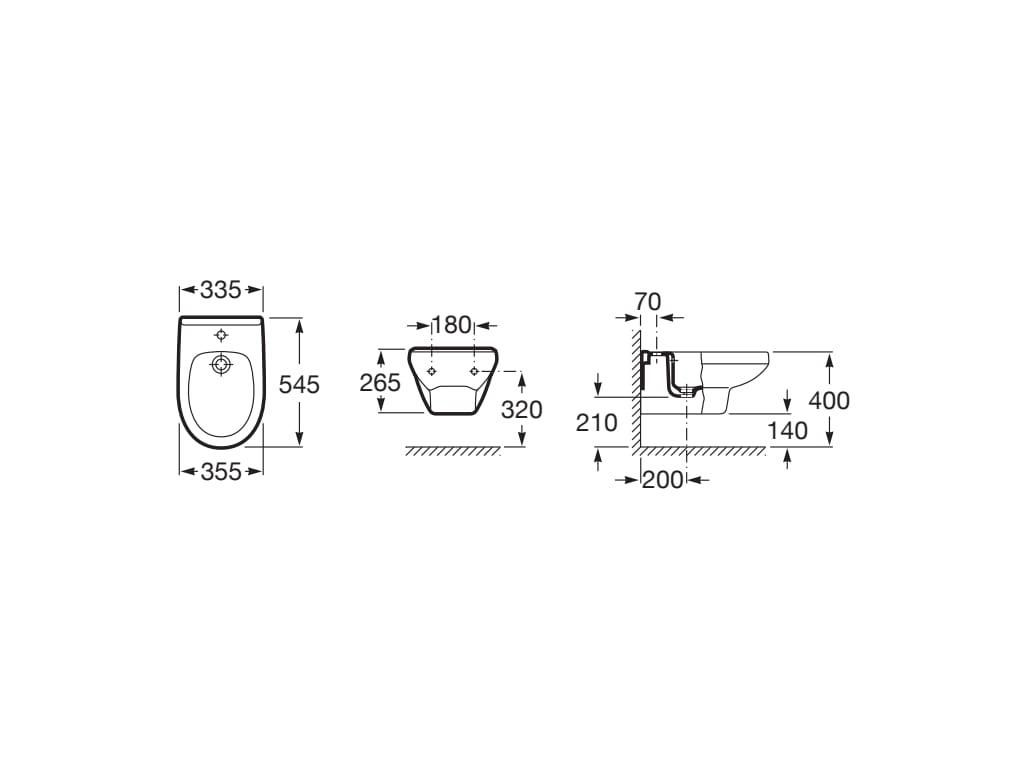 Bidet suspendu VICTORIA 56,5x35,5x26,5cm, blanc réf. A35530500S