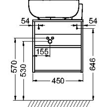 Meuble sous lave-mains 45 cm gauche chêne tranché réf. EB3045G-E73