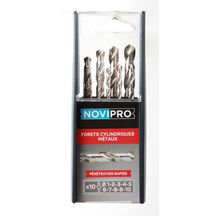 Coffret de 10 Forets cylindriques HSS Pro Novipro pour métaux diamètres 1 à 10 mm