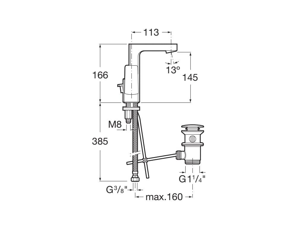 Mitigeur lavabo L90 vidange automatique Chromé réf. A5A4001C00