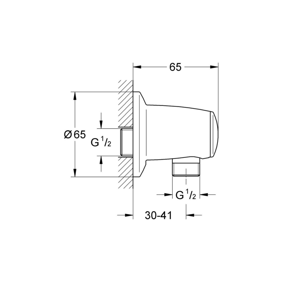 Coude à encastrer 1/2" Movario Chromé 28405000