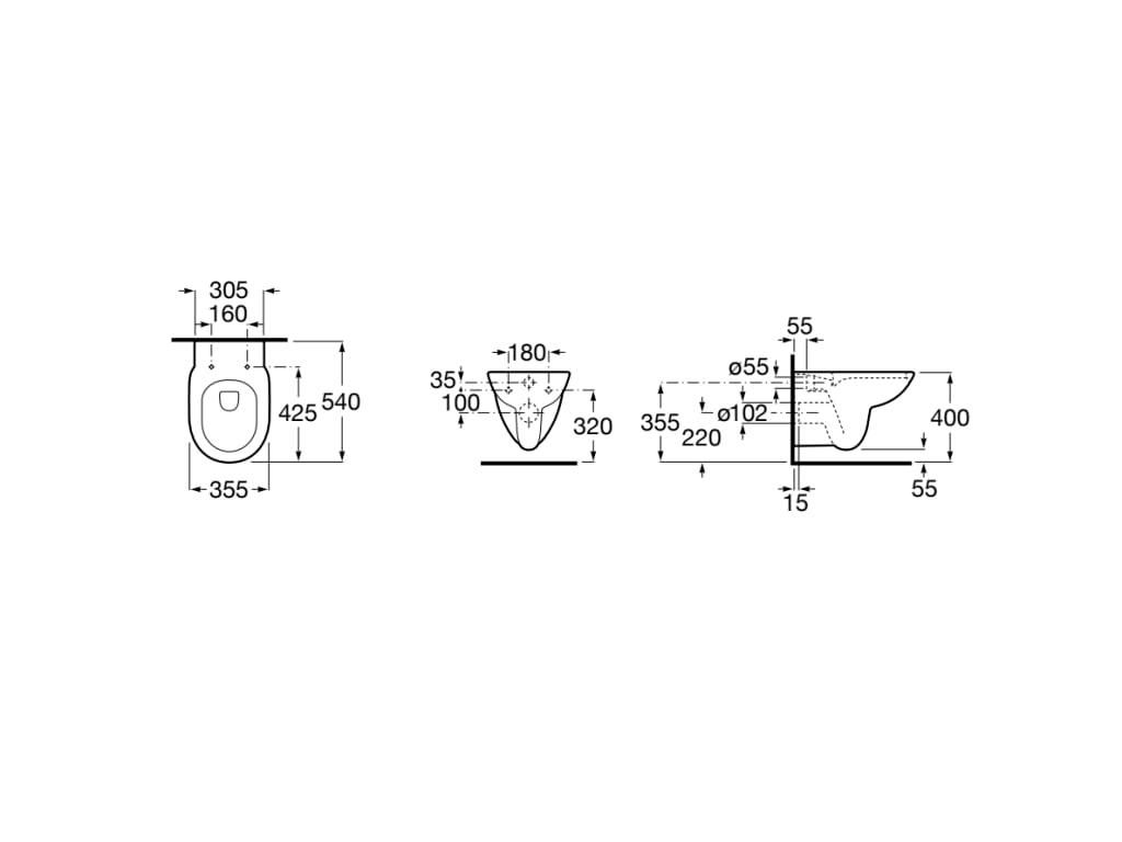 Pack wc Debba Round suspendu - rimless - pack composé d'une cuvette sans bride et d'un abattant double Silencio Réf. A34H996000