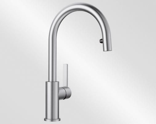 Mitigeur évier BLANCO CANDOR-S avec bec tube orientable avec douchette extractible Inox brossé réf. 523121