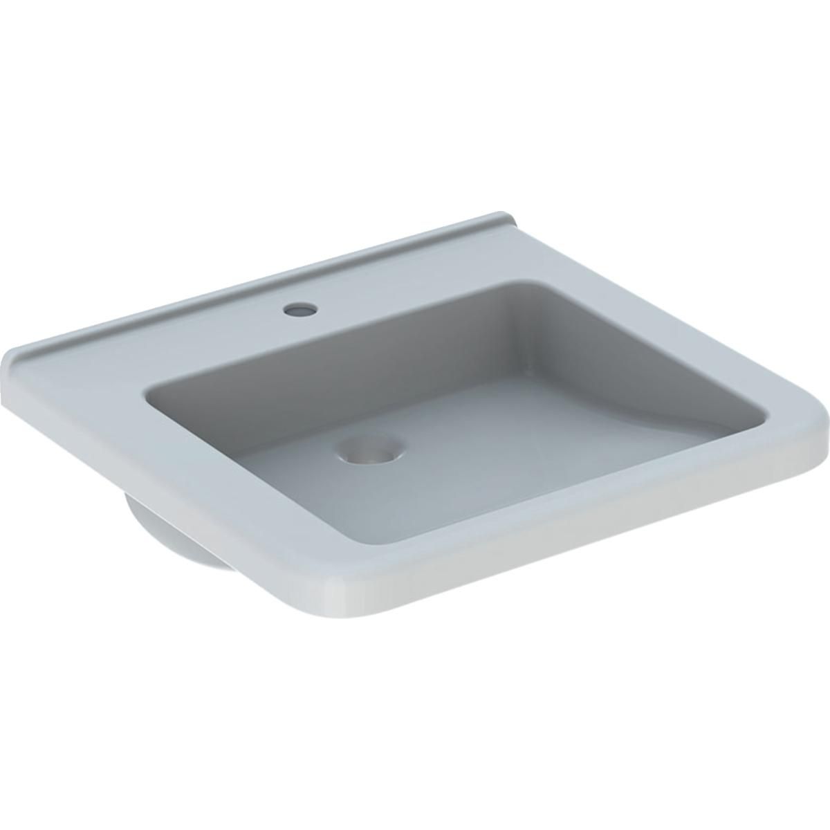 Lavabo Renova Comfort Square - adapté aux personnes à mobilité réduite - 60 x 55 cm - trou de robinetterie au centre - sans trop-plein - blanc Réf. 128662000