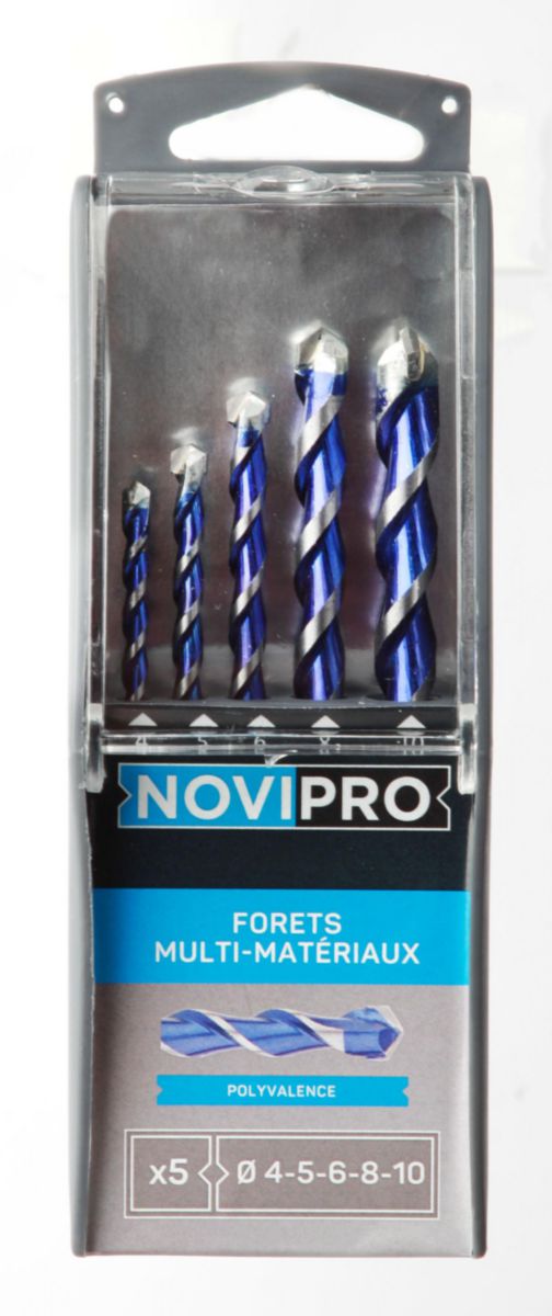 Coffret 5 forets multimateriaux D4/5/6/8/10 Novipro