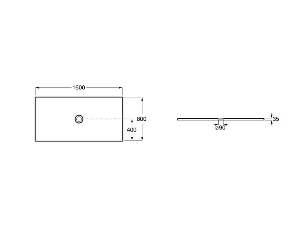 Receveur CRATOS extra-plat 1600x800x35 mm blanc mat Réf. A3740L2620