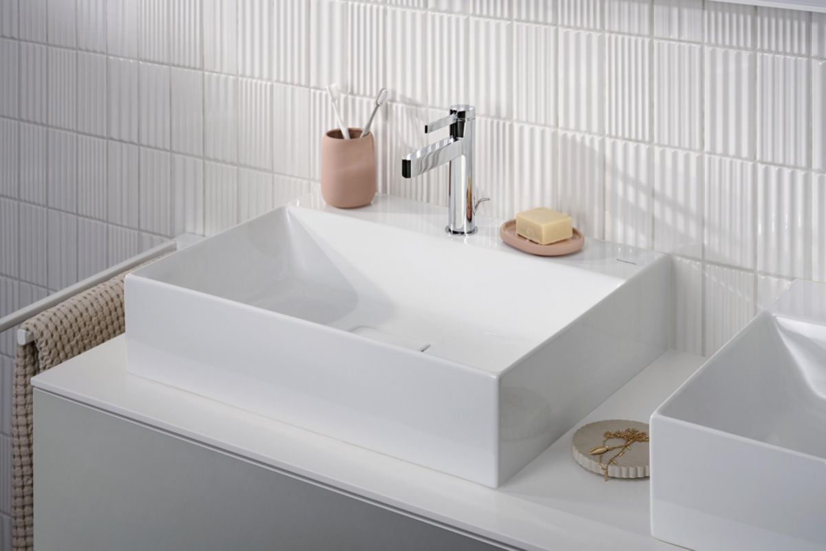 hansgrohe Xevolos E Lavabo à poser 600/480 sans trop plein ni trou pour robinet, SmartClean, Blanc