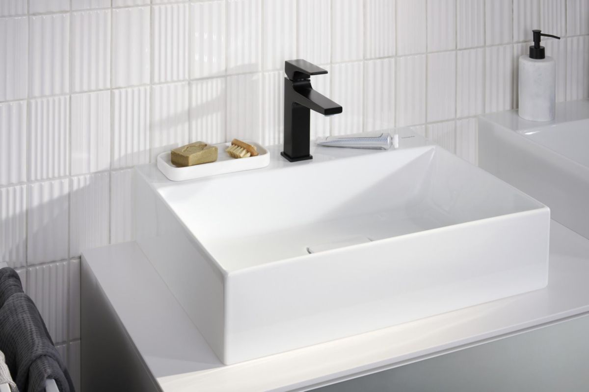 hansgrohe Xevolos E Lavabo à poser 600/480 sans trop plein ni trou pour robinet, SmartClean, Blanc