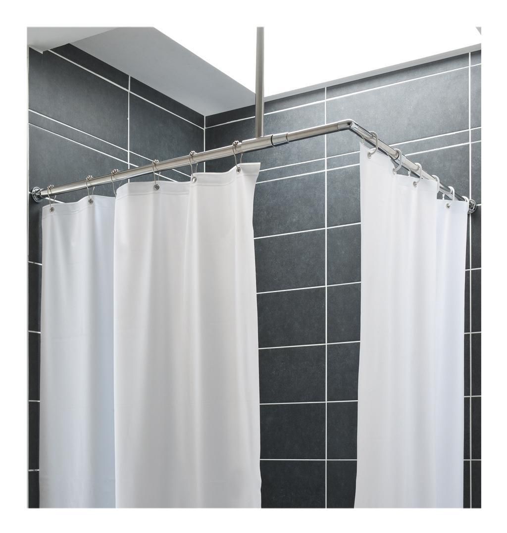 Rideau de douche 200 x 90 cm, avec 6 anneaux plastiques, avec ourlet lesté, PVC blanc réf. 60588