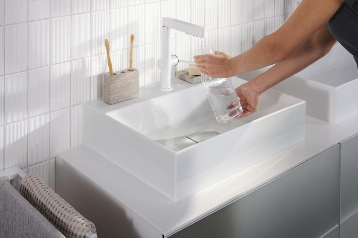 hansgrohe Xevolos E Lavabo à poser 600/480 sans trop plein ni trou pour robinet, SmartClean, Blanc