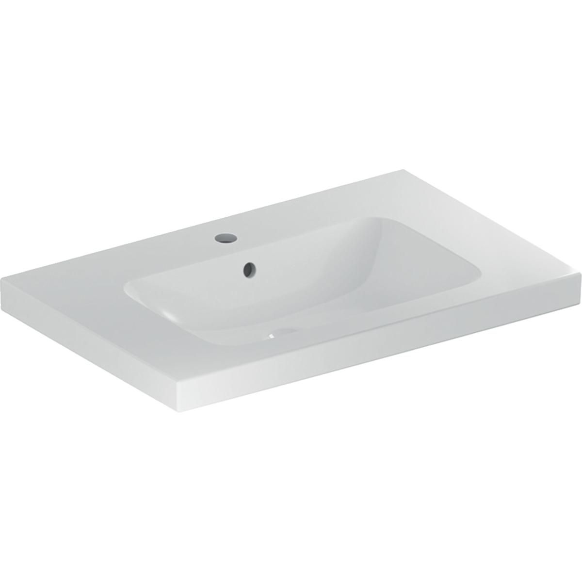 Lavabo light Geberit iCon 90 cm avec plage de dépose avec trop-plein et trou de robinetterie