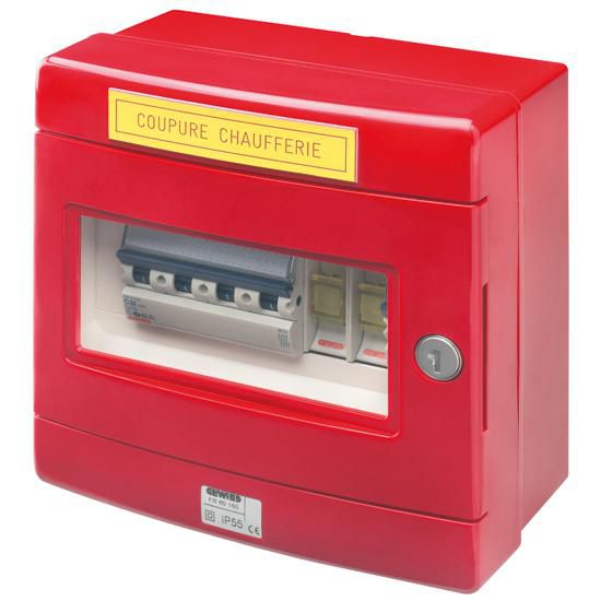 Coffret de securite etanche ip55 42 rv coupure chaufferie tri+neutre