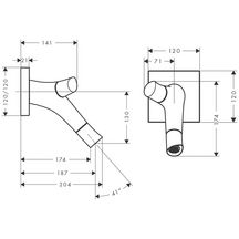 AXOR Starck Organic Mitigeur de lavabo encastré mural, bec 187 mm, bonde à écoulement libre, Noir chromé poli