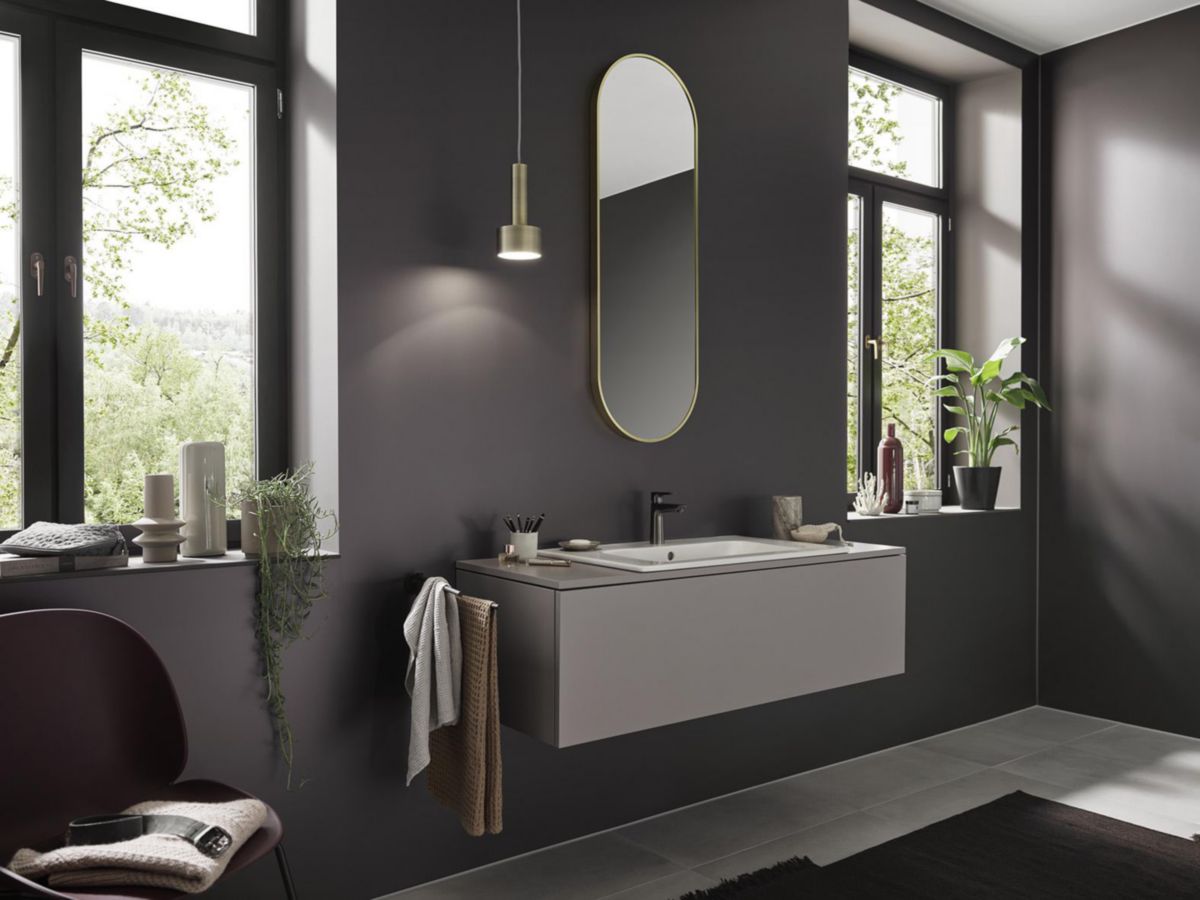 hansgrohe Talis E Mitigeur de lavabo 110, sans tirette ni vidage, Noir chromé brossé