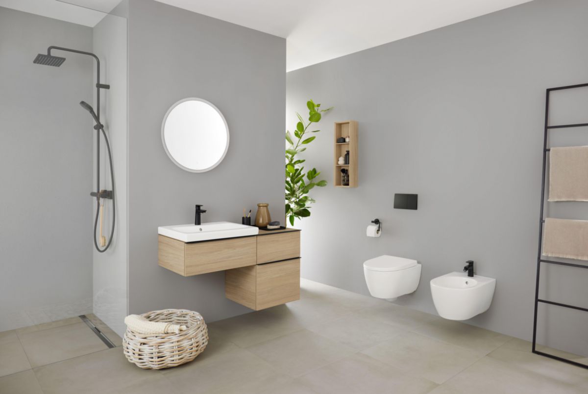 Meuble sous lavabo 75 cm Geberit iCon 1 tiroir Chêne